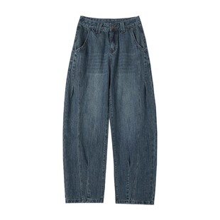 加绒弯刀牛仔裤女2026新款流行爆款小个子高腰显瘦复古香蕉阔腿裤