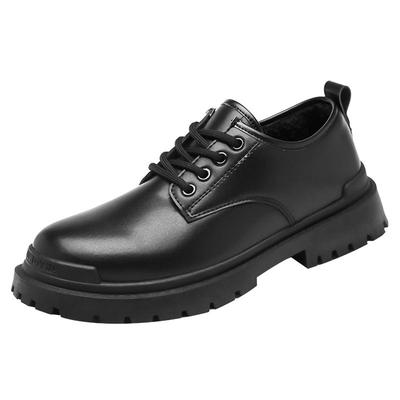 皮鞋男款冬季英伦风黑色商务正装休闲大头德比鞋加绒保暖防寒棉鞋