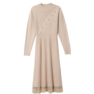 恒源祥纯羊毛中长款连衣裙女秋冬