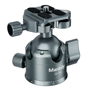 【横竖拍】曼比利Q-36球形云台单反相机低重心三脚架阻尼云台全景专业摄影播便携铝合金阿卡夹座万向旋转云台