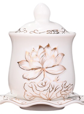 陶瓷莲花供杯佛前圣水杯家用供奉观音供水杯佛堂用品供佛净水杯