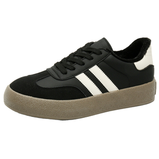 秋冬款男鞋子潮鞋ins网红爆款德训鞋男加绒棉鞋百搭超纤皮板鞋