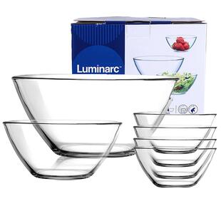 乐美雅玻璃碗家用耐热水果沙拉碗大号面汤碗和面盆打蛋透明烘焙碗