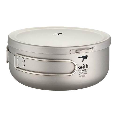 keith铠斯钛饭盒泡面碗带盖大号便当盒家用户外钛餐具大碗 钛饭盒