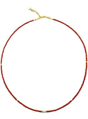 天然南红绿松石锁骨项链古风女款