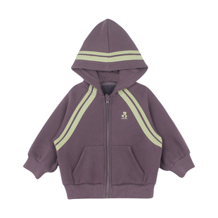 大耳象女童撞线加绒连帽卫衣外套冬季新款宝儿一体绒保暖百搭上衣