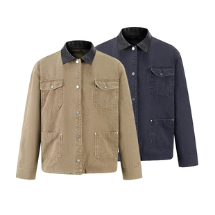 ANYWEARSTU 谷仓双色水洗夹克密歇根巴恩风复古口袋工装皮领外套