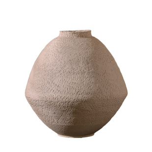 复古粗陶罐黄土透气花瓶侘寂风民宿酒店装饰角几花架干花花瓶摆件