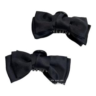 黑色蝴蝶结精灵耳小抓夹女公主头发夹显脸小发卡耳后侧边夹子头饰