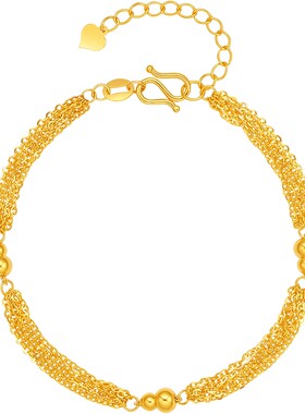 周六福黄金计价5G足金福禄葫芦间珠转运珠手链首饰节日礼物