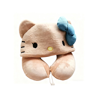 可爱卡通HelloKittyU型枕连帽女护颈椎高铁飞机旅行睡觉休息靠枕
