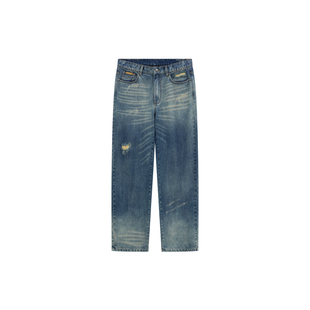 Ed Hardy埃德哈迪冬季流行新款男士直身做旧破洞牛仔长裤