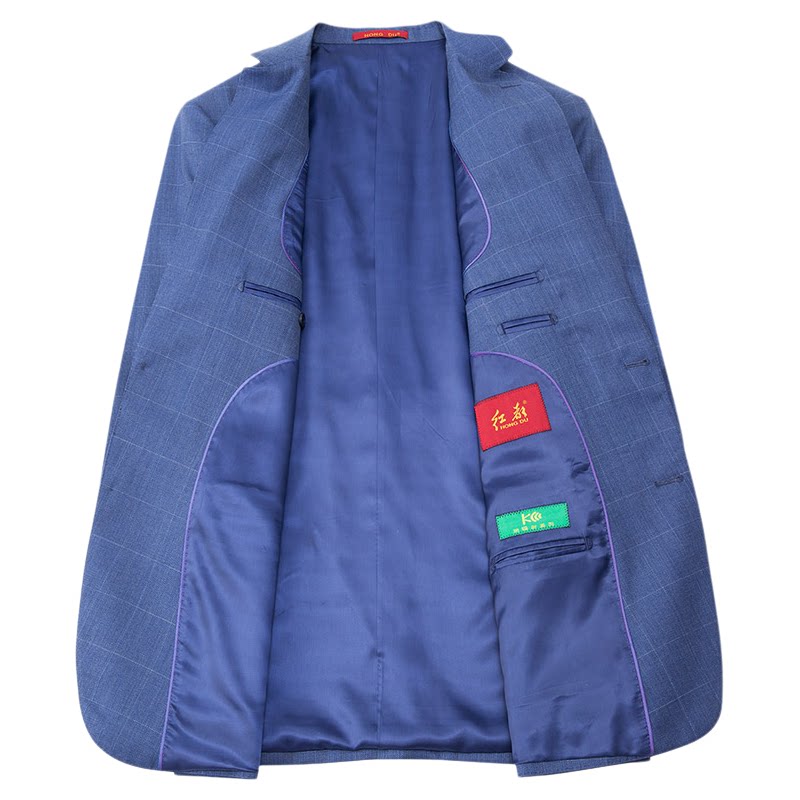 红都新款男士羊毛西服上衣商务修身双开叉西装职业正装西服外套