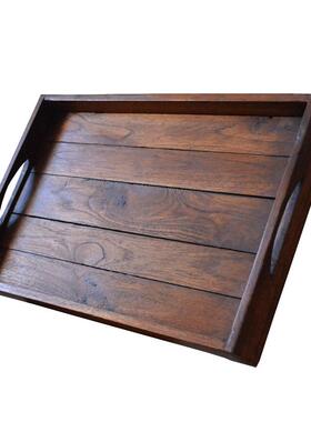 泰国实木长方形托盘茶盘复古风格酒吧茶室会所茶杯托茶奉盘东南亚