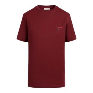 【尊享折扣】BALLY巴利紫红色棉质女士短袖T恤6311007