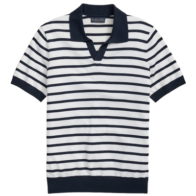 布克兄弟男士纯棉横条纹polo衫