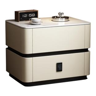 素柏实木床头柜家用卧室2025爆款现代轻奢收纳柜子床边柜带密码锁