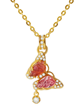 宫里上新宝石级糖果碧玺蝴蝶项链