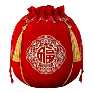包袱皮结婚红色聚宝盆袋女方娘家陪嫁物品全套婚礼喜盆包裹布大号