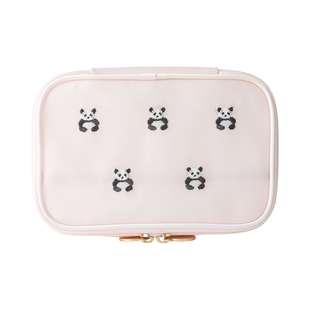 云朵里商店 可爱卡通大熊猫小熊刺绣硬挺网纱小方包化妆包收纳包