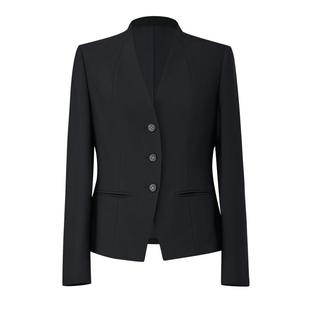 zezi精纺羊毛V领短款商务西装套装秋冬时尚休闲西服通勤女装上衣