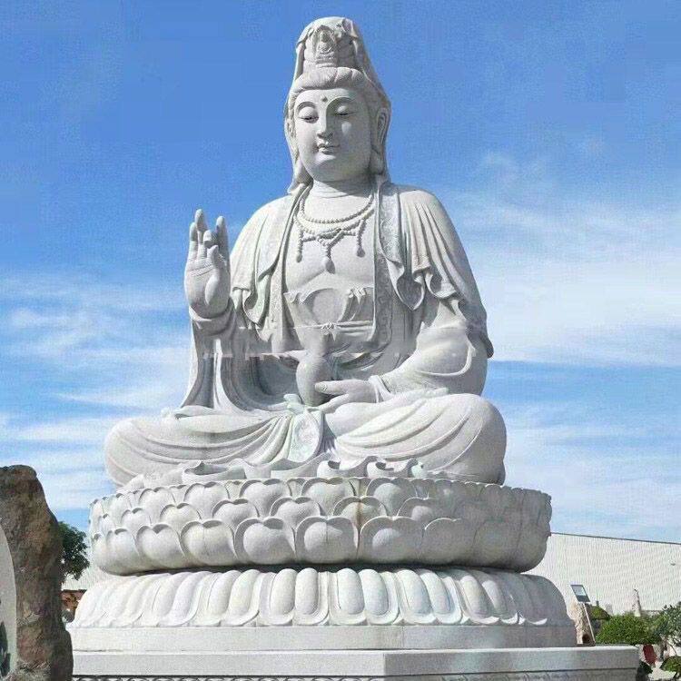 大型石雕佛像观音菩萨汉白玉寺庙人物地藏王罗汉三面观音石头雕塑