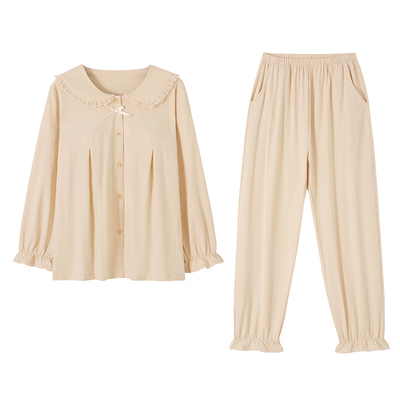 带胸垫睡衣女士春秋款纯棉长袖2025新款秋季全棉薄款可外穿家居服