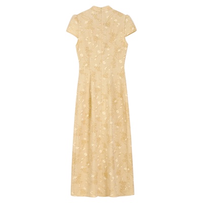 MG小象2025年夏季新品新中式提花收腰长款旗袍连衣裙M825A08714-3