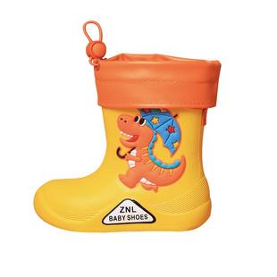 儿童雨鞋女鞋加绒保暖四季恐龙雨靴男童宝宝轻便防滑小中童水靴冬