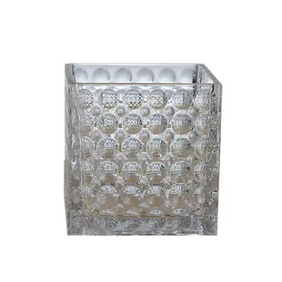 加厚方形珠点菱形竖条花器绿萝铜钱草水培盆玻璃花瓶大号桌面摆件