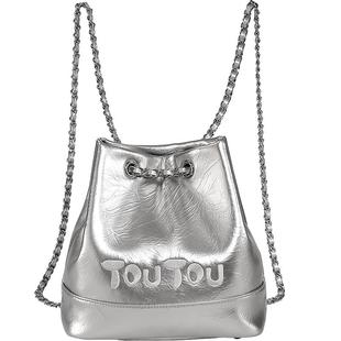 TOUTOU原创链条双肩包大学生通勤仿牛仔双肩背包旅游书包女单肩包