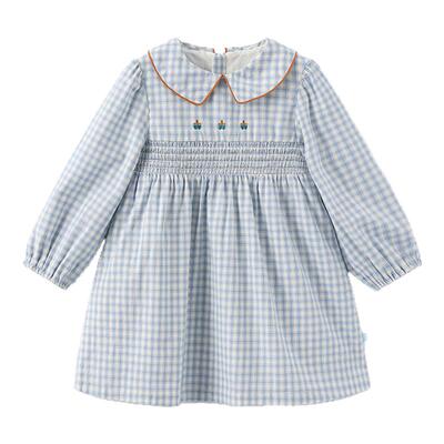 moimoln小云朵女童格子连衣裙