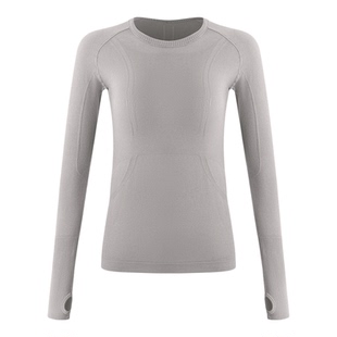 圆领速干健身上衣女修身普拉提训练服套装跑步运动t恤瑜伽长袖冬