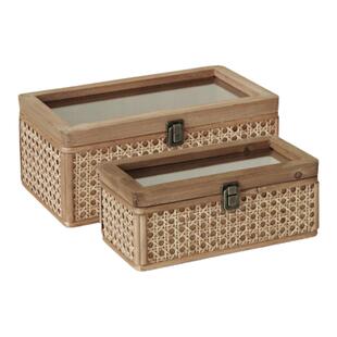 栗石【波西米亚】复古藤编收纳盒民宿桌面饰品盒化妆品杂物盒摆件