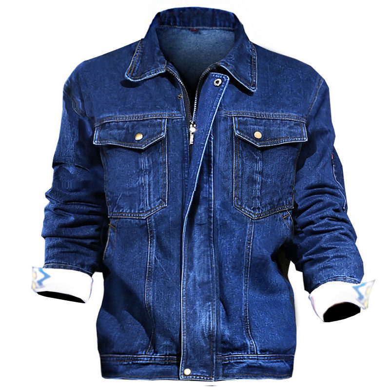焊工工作服套装男秋冬纯棉加厚防烫牛仔劳保服耐磨电焊机修服定制