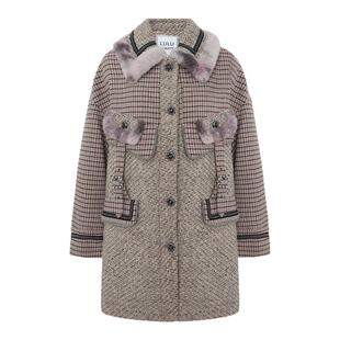 LULUALWAYS我爱露露新款优雅淑女格子中长款毛呢大衣