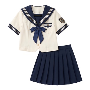 女童夏季凉感2026新款儿童高级感学院风海军领水手服百褶裙两件套