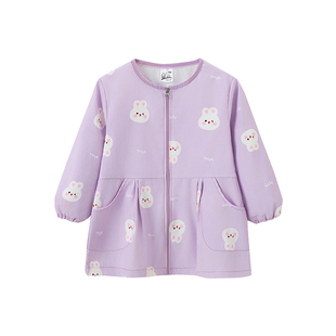 女童可爱羽绒服罩衣防脏公主护衣中长款防水正穿外穿拉链罩衫秋冬