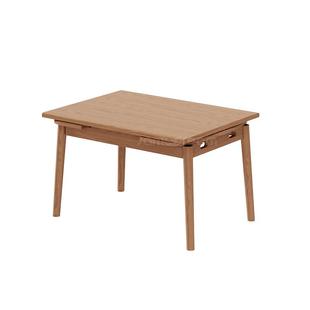 三梦实木餐桌家用小户型桌椅可伸缩长方形饭桌新款法式可折叠桌子