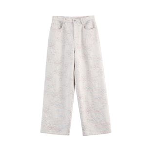 【商场同款】X--MOOM2026春季新款高定彩色提花洗水牛仔直筒裤女