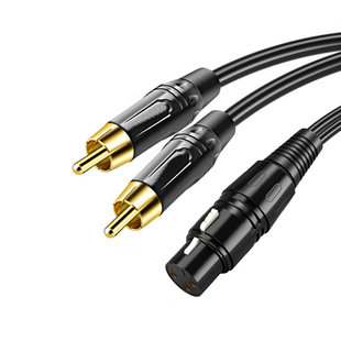 纯铜话筒音频线 功放双RCA莲花头转卡侬母公头卡农龙调音台音箱线