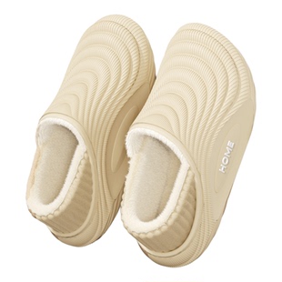 防水棉拖鞋女款2025新款冬季外穿毛绒厚底防滑保暖包跟踩屎感棉鞋