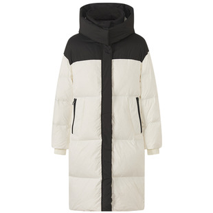 美特斯邦威羽绒服女士秋冬新款拼接撞色加厚保暖中长款女羽绒外套