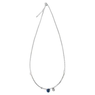 QIANTAO原创「井蓝」新中式S925纯银锁骨链天然水晶碎银子项链女