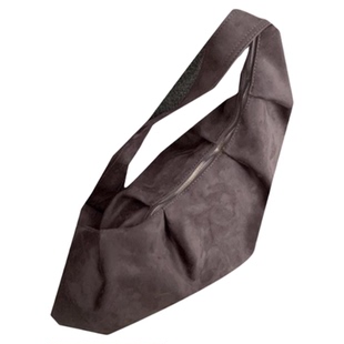 YUEN原创ins复古单肩腋下hobo饺子包麂皮绒慵懒风托特男女背包潮