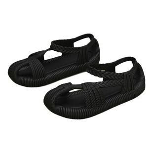 男士凉鞋2025新款夏季外穿编织罗马草鞋男款防滑越南拖鞋沙滩涉水