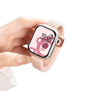 适用苹果S11手表applewatch9表带iwatch8夏季S10运动S8编织S7尼龙7磁吸S6透气SE3男10高级ultra3新款女生智能