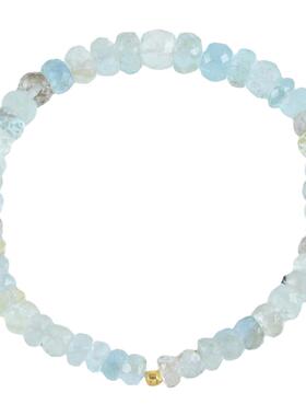 复古天然海蓝宝石手链串珠圆珠