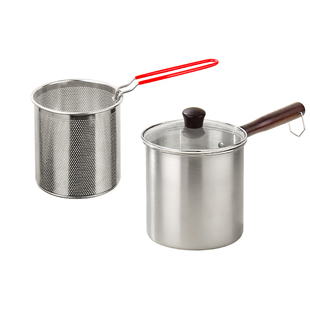 拜格油炸锅家用小型省油带漏滤网天妇罗炸串薯条多功能炸串炸锅壶