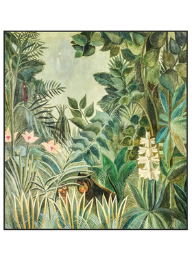 墨山致敬卢梭森林手绘绿色装饰画